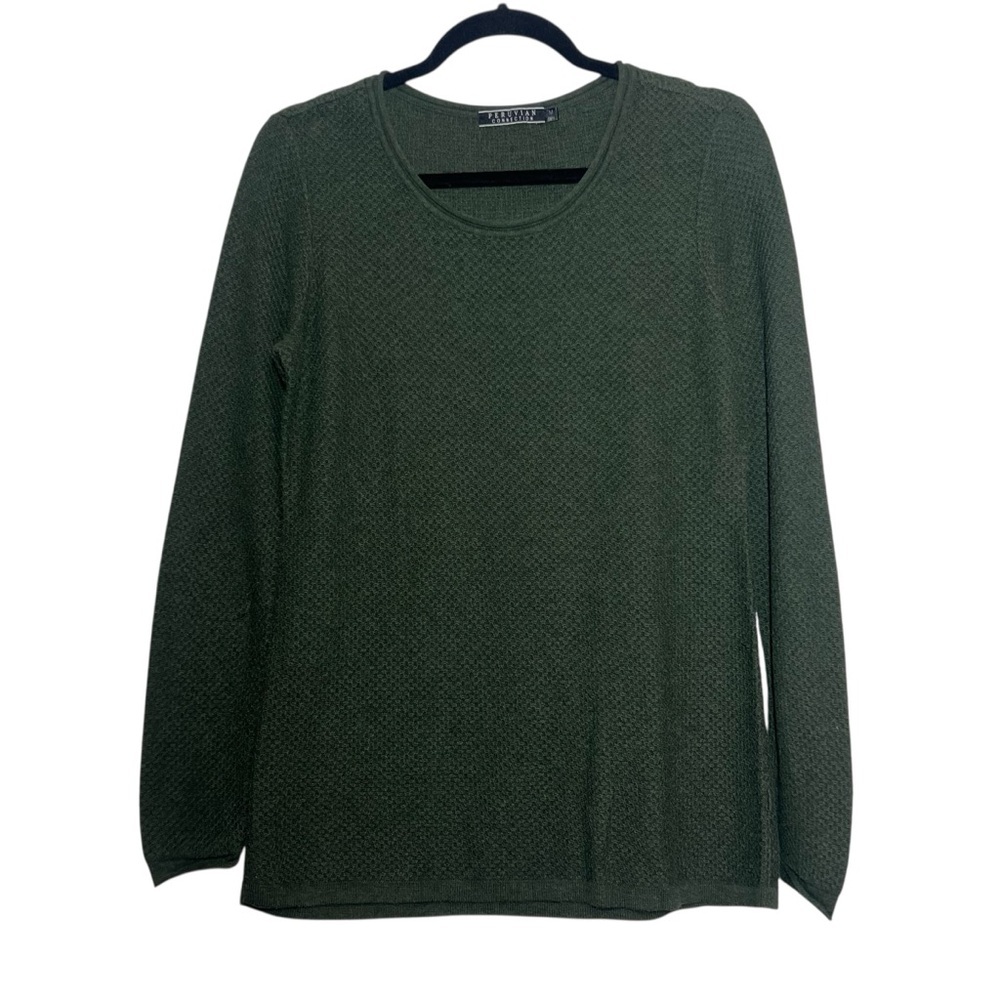 Peruvian Connection Women’s Sweater Size Medium Pima Cotton Long Sleeve Green